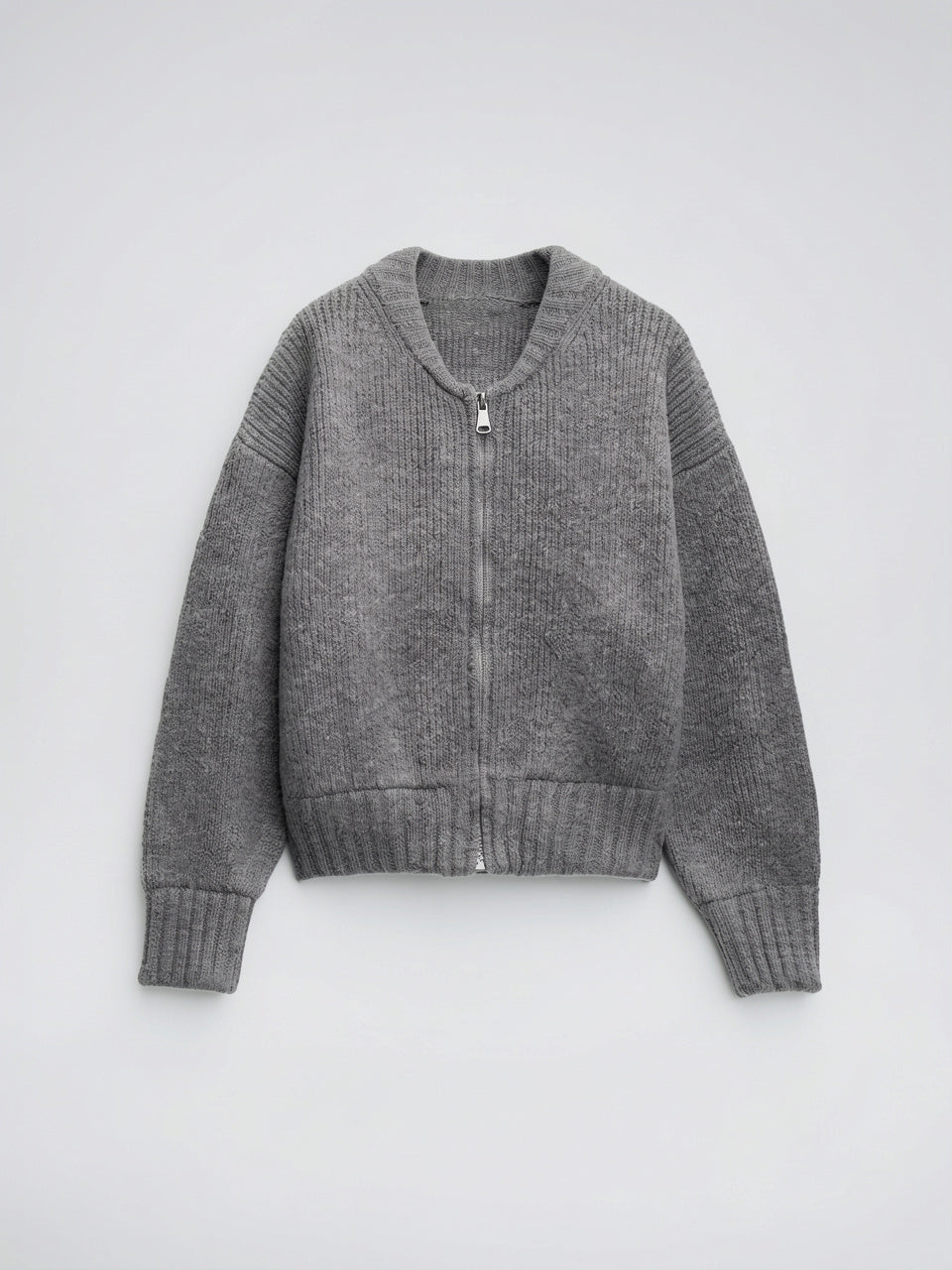 Gilet Femme Tricot Zip Durable Confortable - Gris S