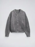 Gilet Femme Tricot Zip Durable Confortable - Gris S