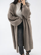 Gilet maille long femmes coupe relax durable - Gris Taille unique