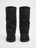 Hautes Bottes Daim Talon Plat Bout Rond - 2