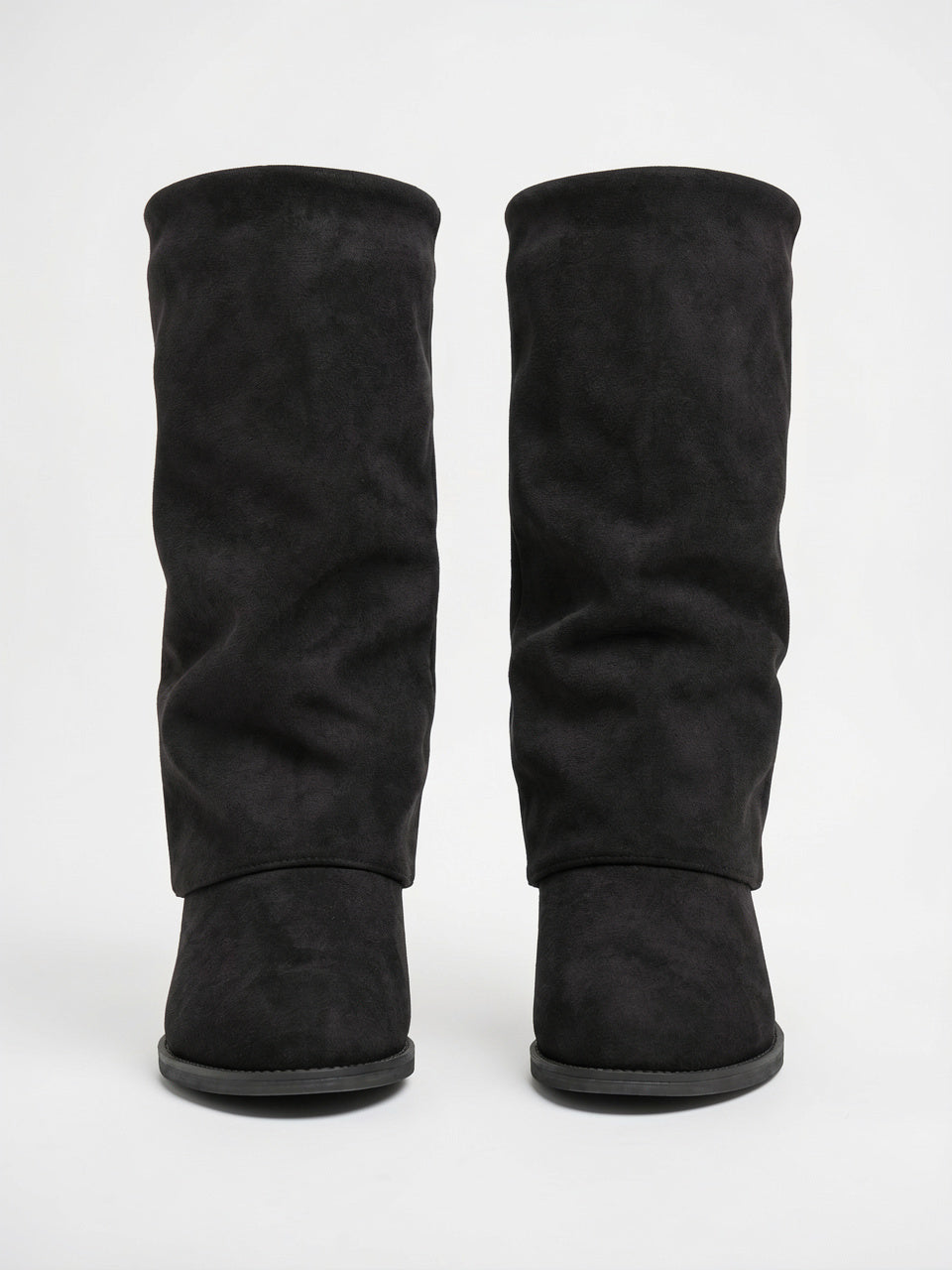 Hautes Bottes Daim Talon Plat Bout Rond - 2