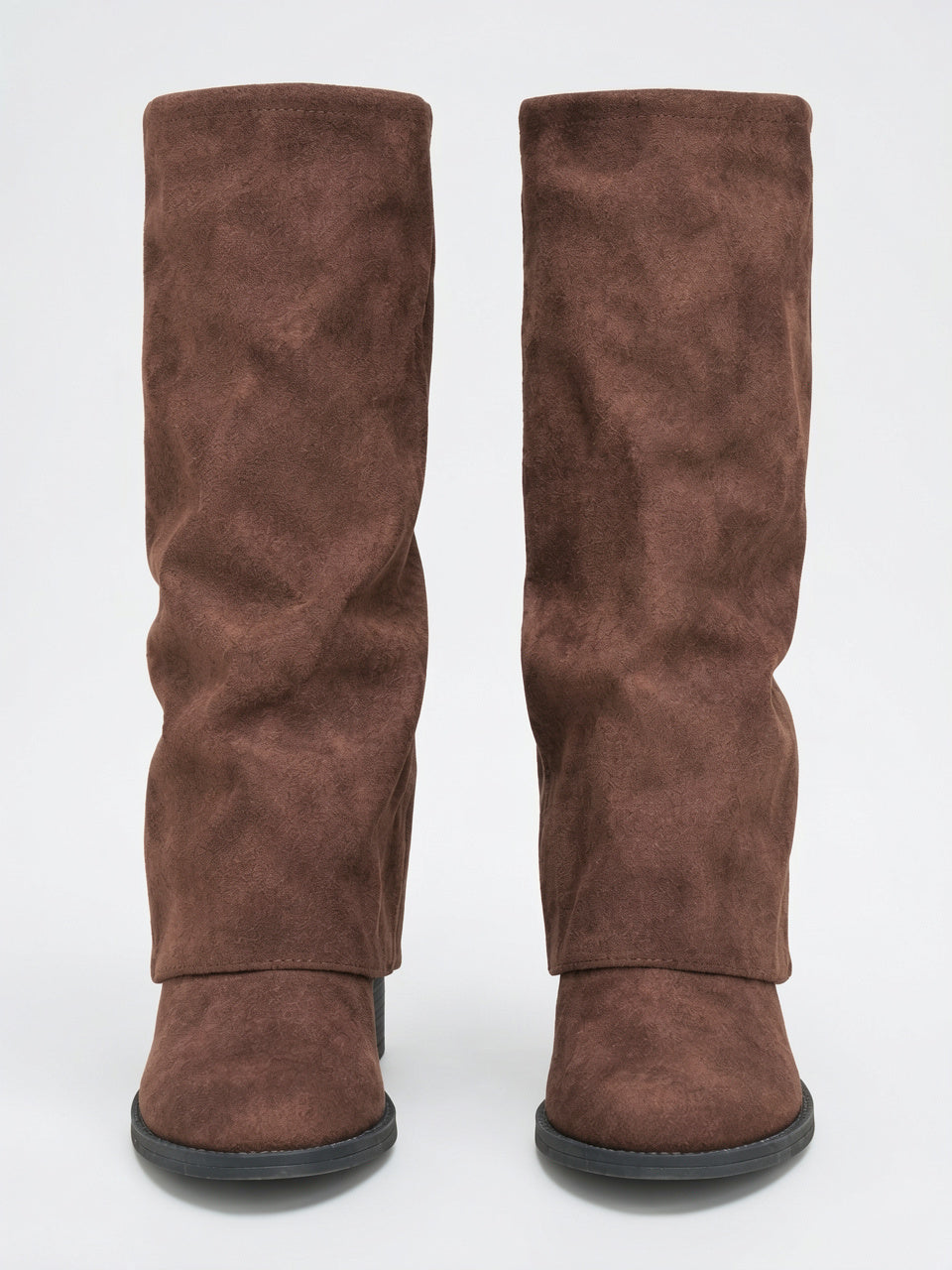 Hautes Bottes Daim Talon Plat Bout Rond - 8