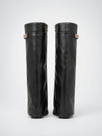Hautes Bottes Simili Cuir Bout Pointu Cadenas - 2
