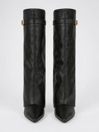 Hautes Bottes Simili Cuir Bout Pointu Cadenas - 3