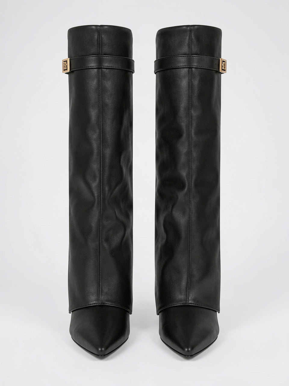 Hautes Bottes Simili Cuir Bout Pointu Cadenas - 3
