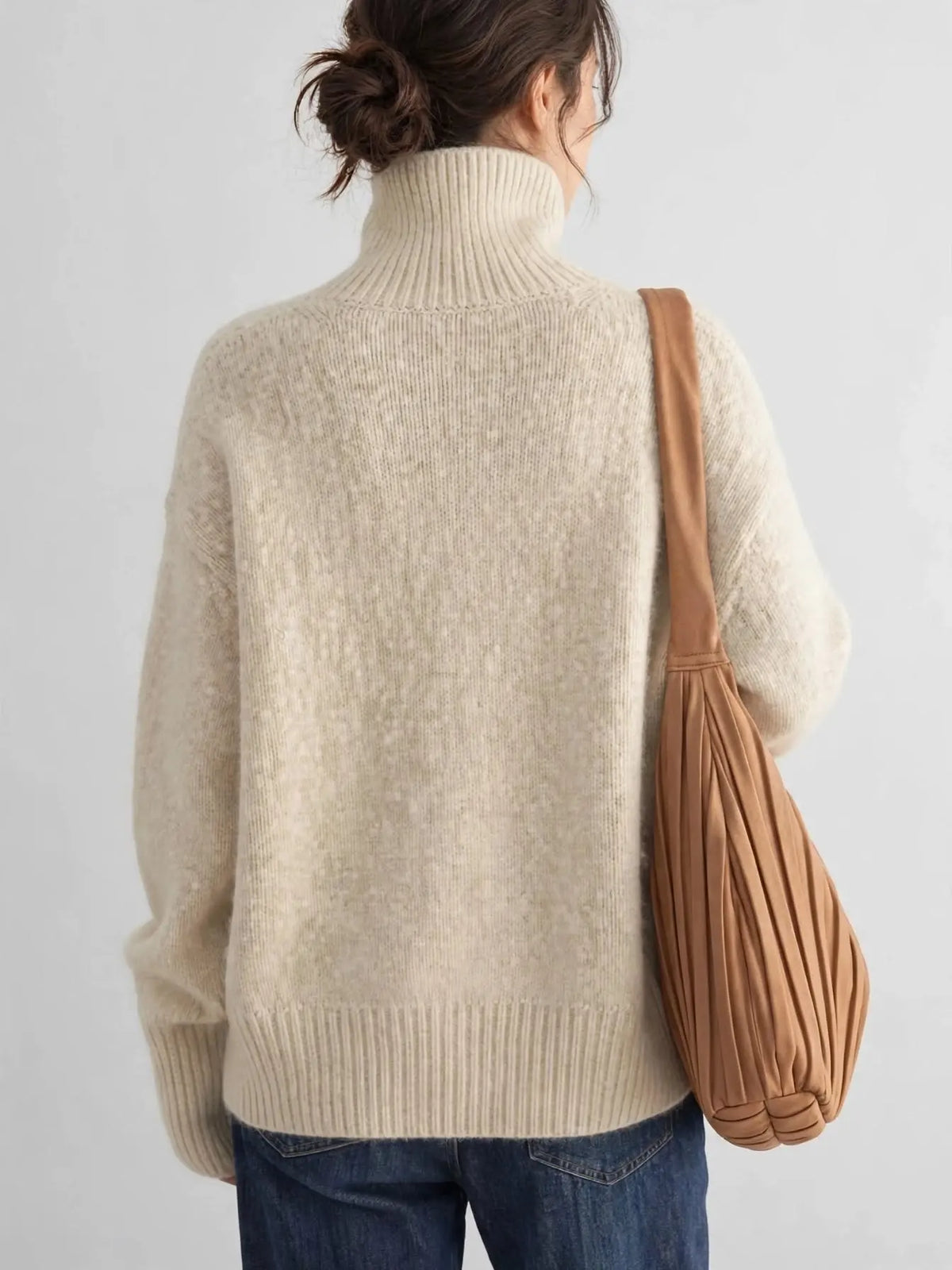 Pull Femme Cachemire Col Roulé Oversize Chaud Doux
