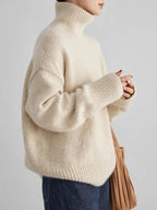 Guillemette — Pull Femme Cachemire Col Roulé Oversize Chaud Doux