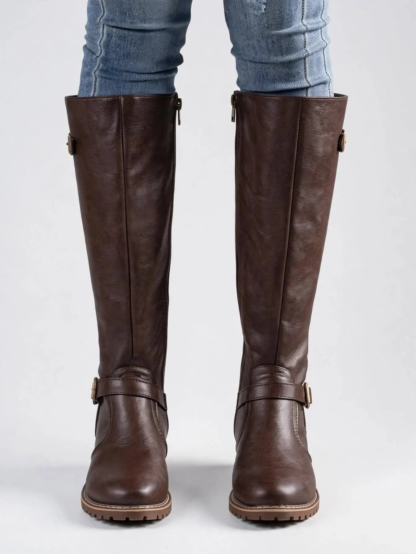 Bottes hautes hiver femme boucle semelle stable