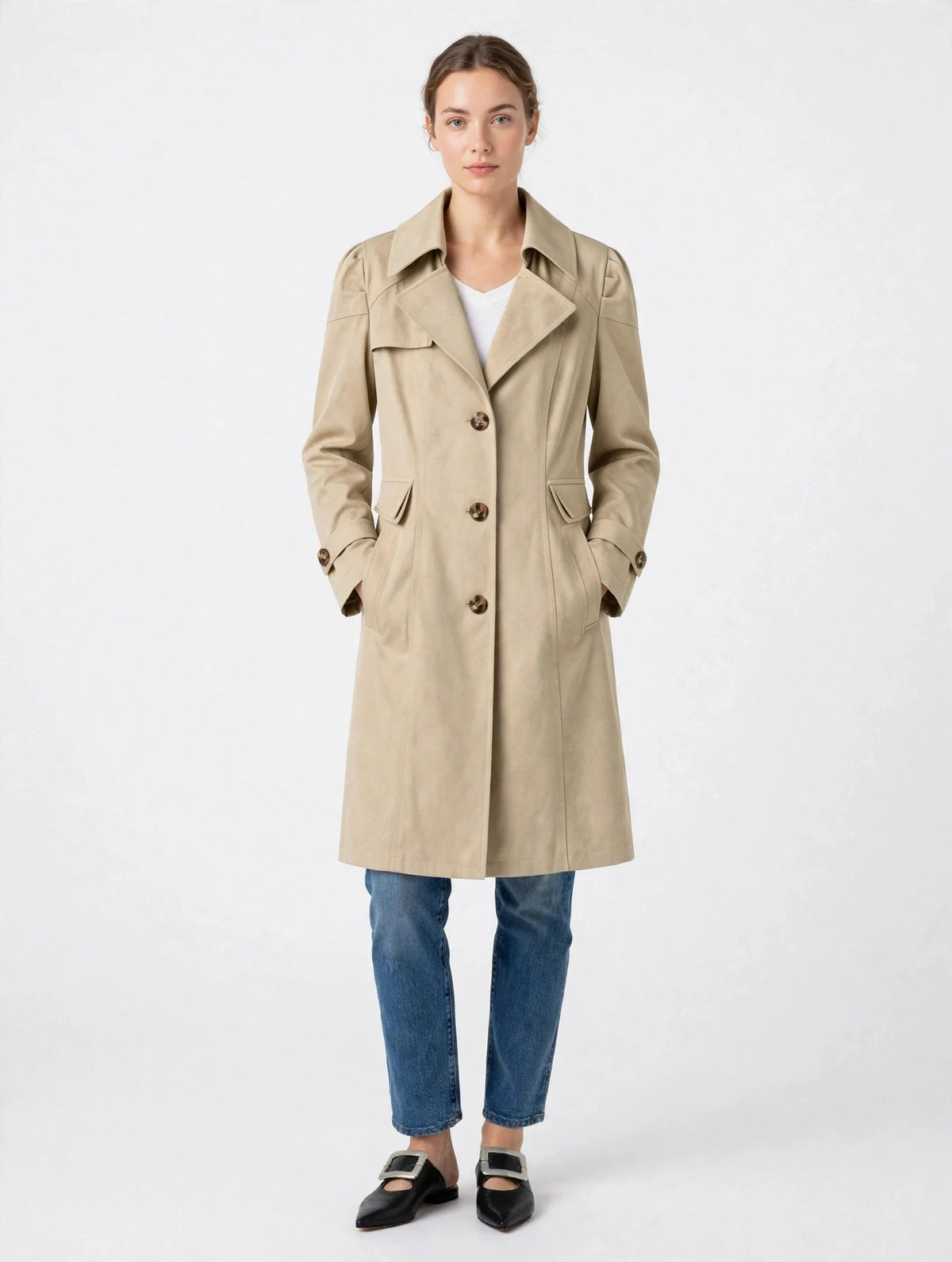 Trench Coat Long Pour Femmes Durable Confortable