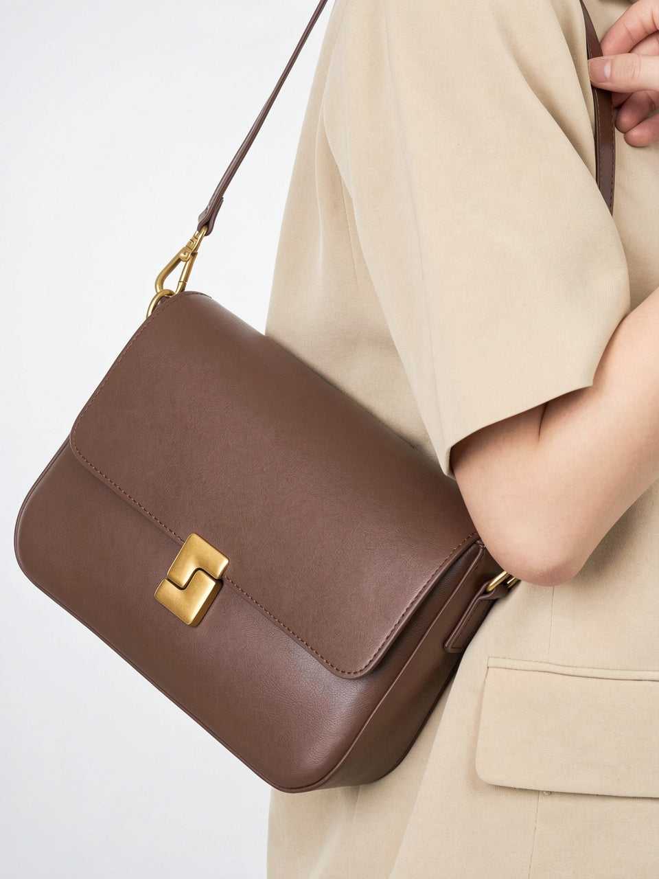 Isabeau — Sac à main femme à bandoulière en cuir marron - 4