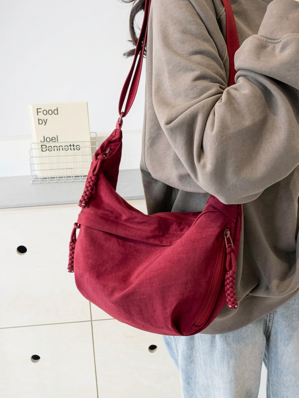Isildore — Grand sac banane format - Rouge foncé