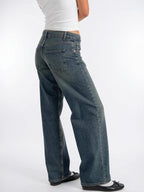 Jeans Denim Taille Basse Coupe Large Coton - 2