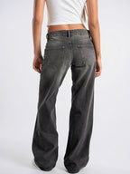 Jeans Denim Taille Basse Coupe Large Coton - 8