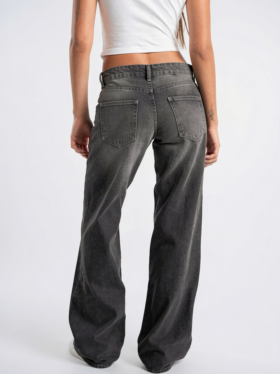 Jeans Denim Taille Basse Coupe Large Coton - 8