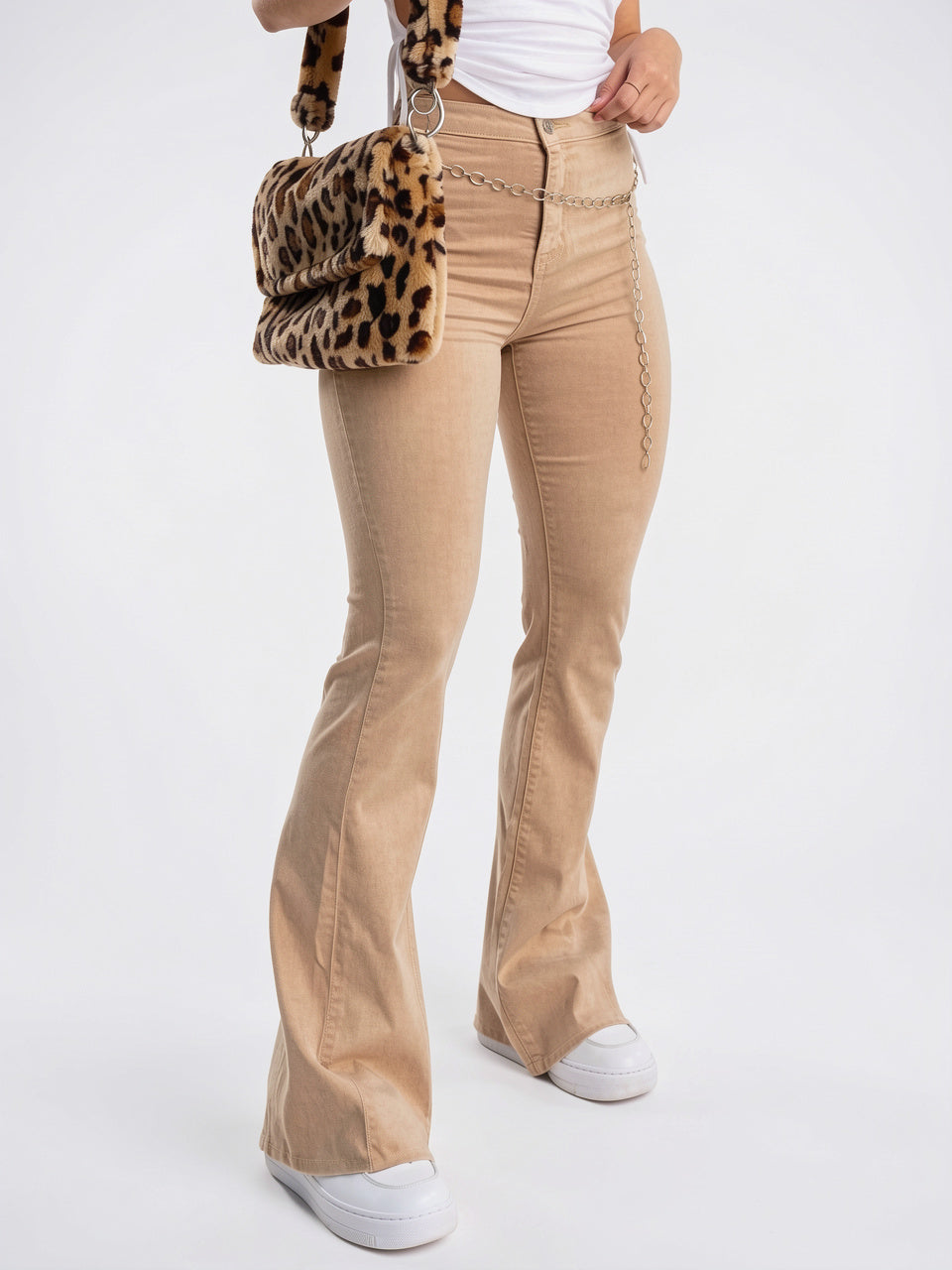 Jeans Femme Stretch Vita Alta Jambe Bootcut Flexibles - Kaki S