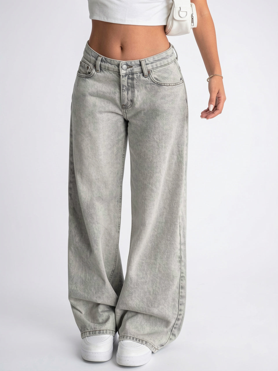 Jeans Large Taille Haute Coupe Décontractée Denim Durable - Hellgrau S