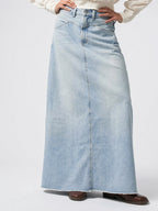 Jupe Jeans Denim Vintage Femme Coupe A-Line - Bleu S