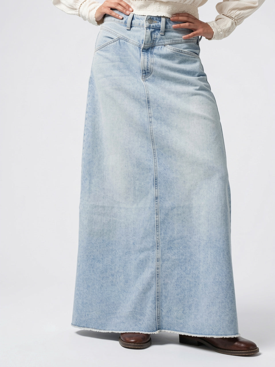 Jupe Jeans Denim Vintage Femme Coupe A-Line - Bleu S