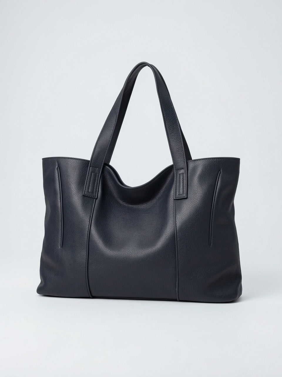 Kaelia — Grand sac cabas en cuir souple format - Bleu Marine Cuir Véritable