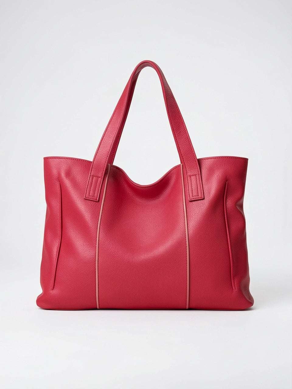 Kaelia — Grand sac cabas en cuir souple format - Fuchsia Cuir Véritable