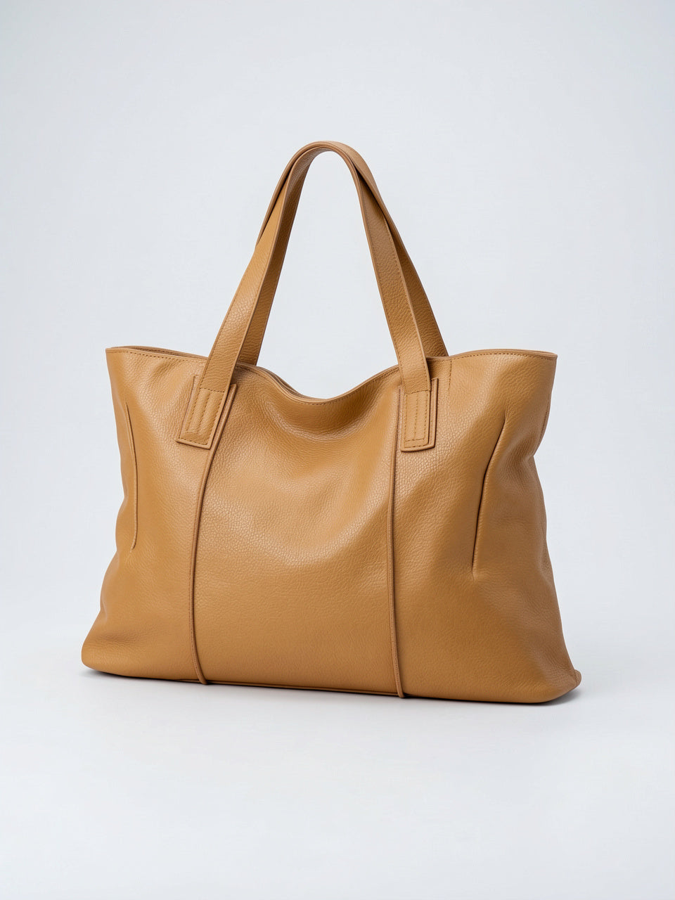 Kaelia — Grand sac cabas en cuir souple format - Khaki Cuir Véritable