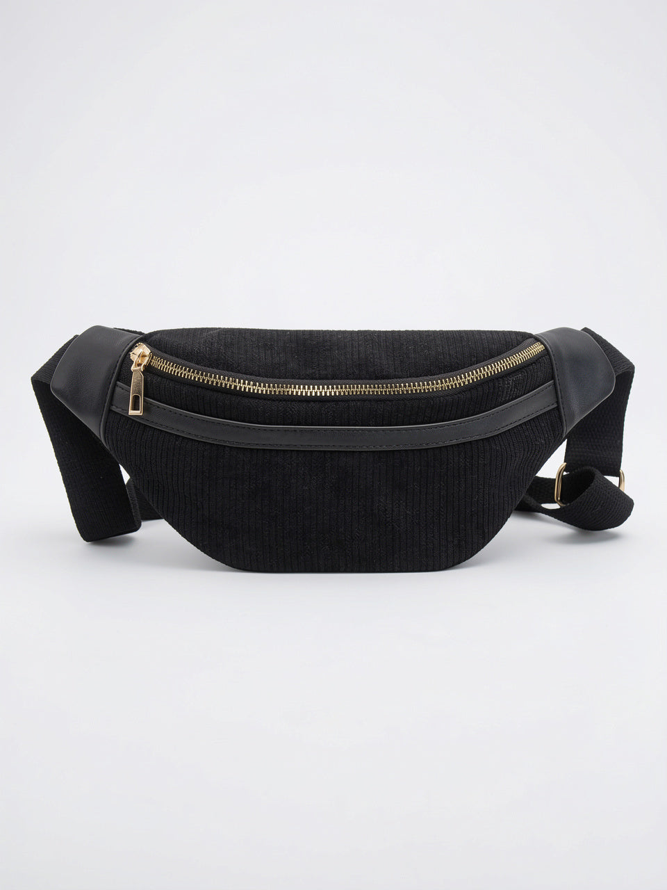 Kenza — Sac banane chic en velours côtelé - Noir