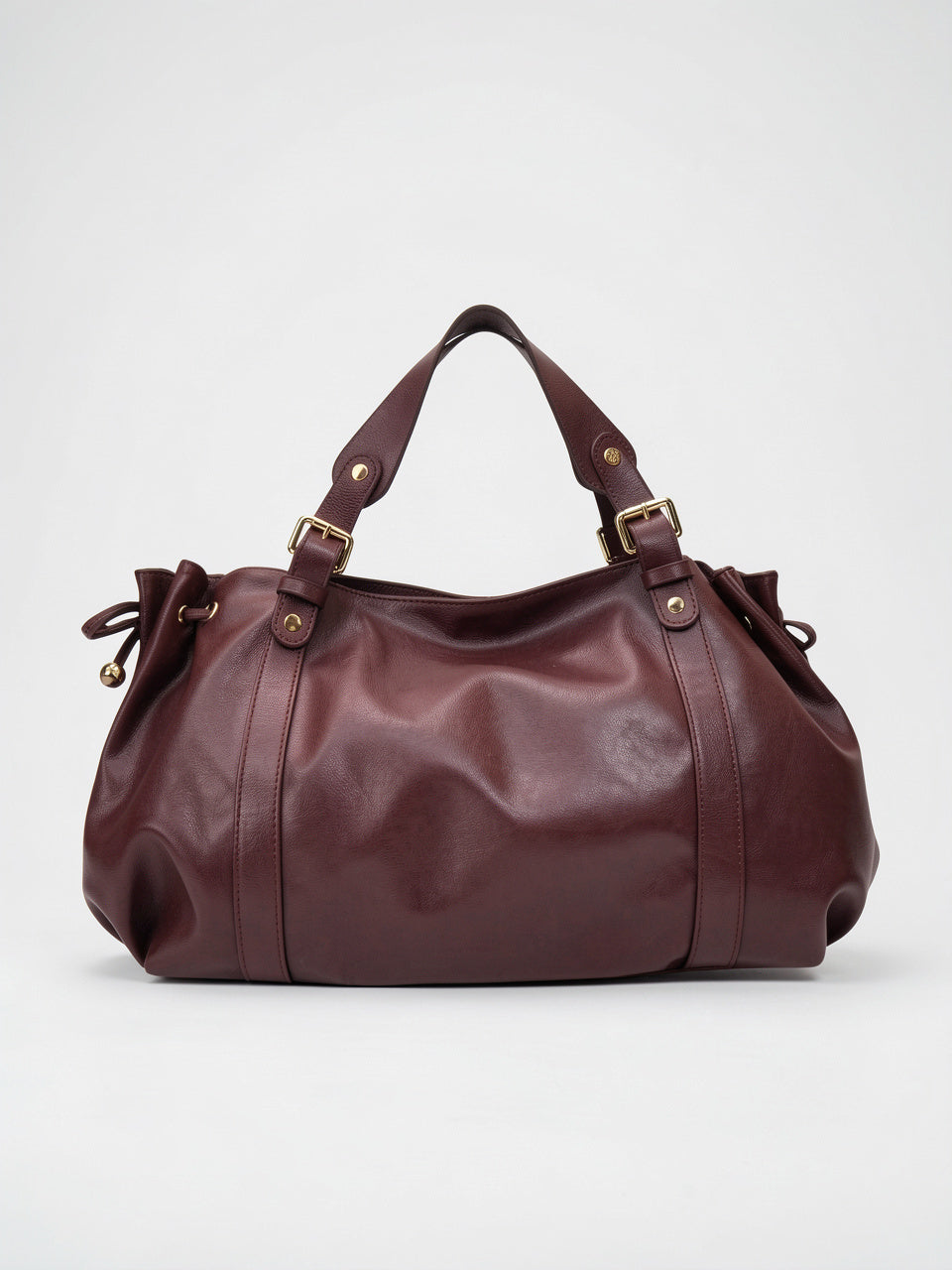 Léandra — Sac à main large en cuir tendance - Bordeaux
