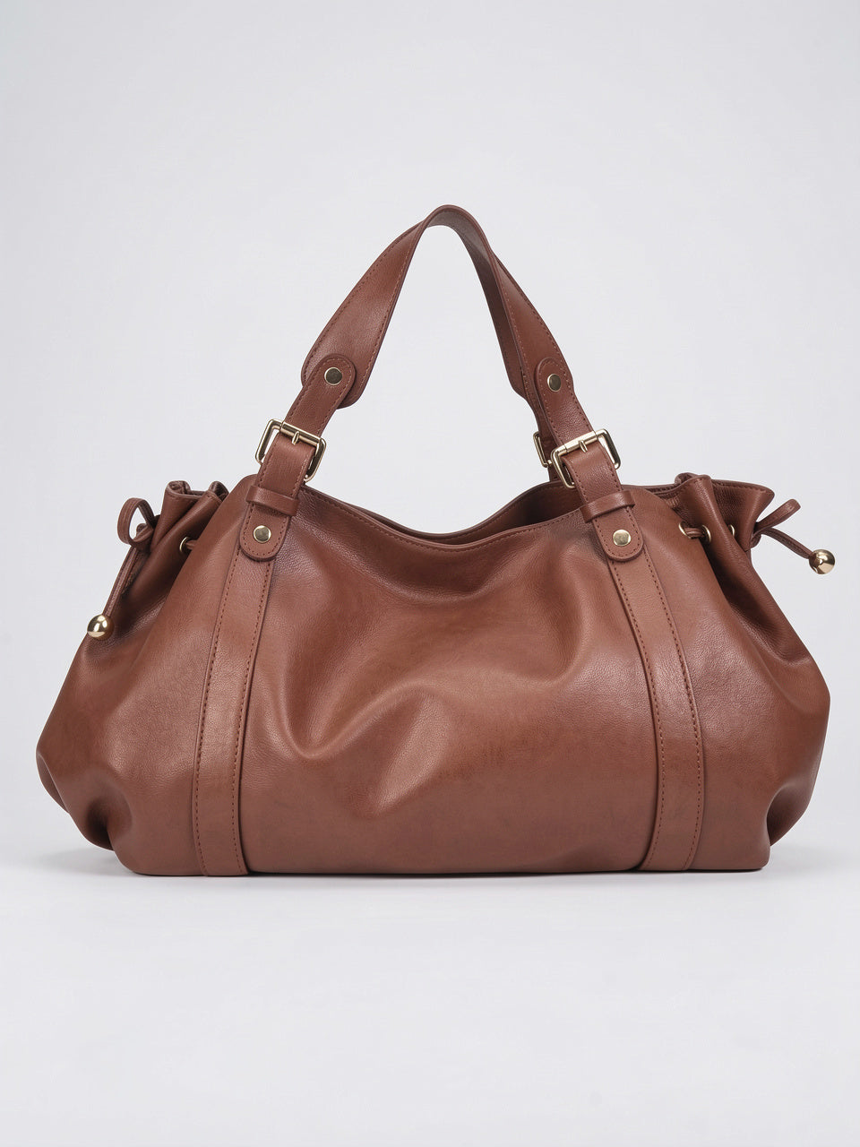 Léandra — Sac à main large en cuir tendance - Marron