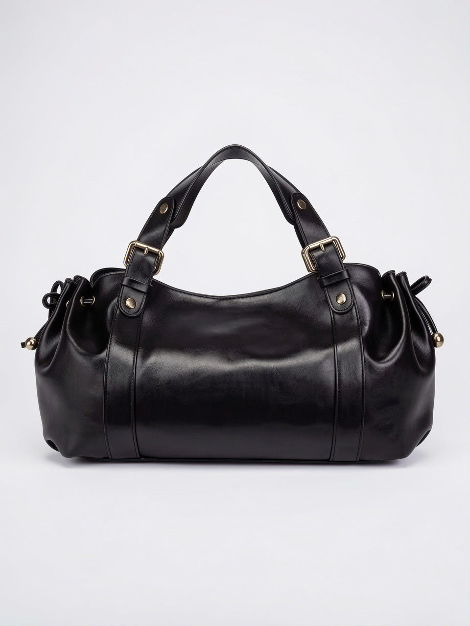 Léandra — Sac à main large en cuir tendance - Noir