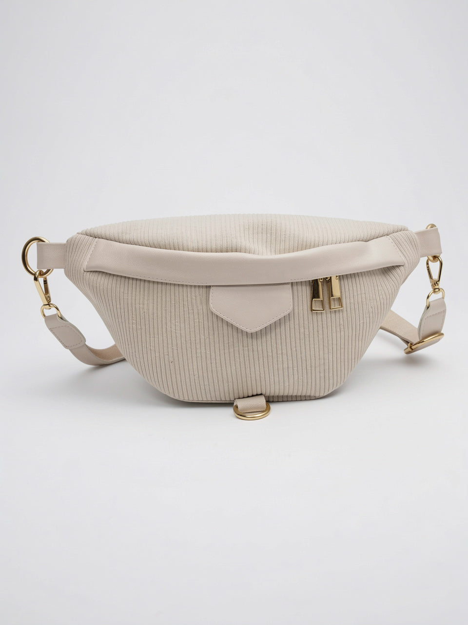 Léandra — Sac banane chic à bandoulière en velours côtelé - Blanc