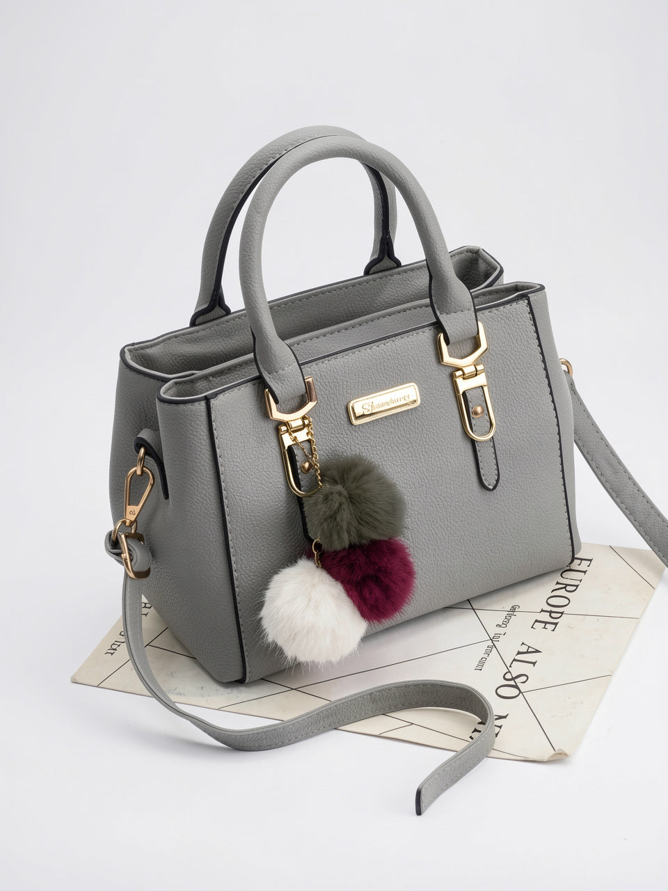 Léocadia — Sac à main en cuir véritable femme, élégance luxe et praticité au quotidien - Gris  B