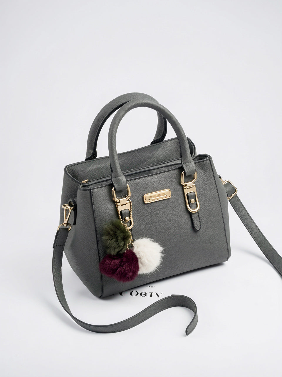 Léocadia — Sac à main en cuir véritable femme, élégance luxe et praticité au quotidien - Gris foncé B