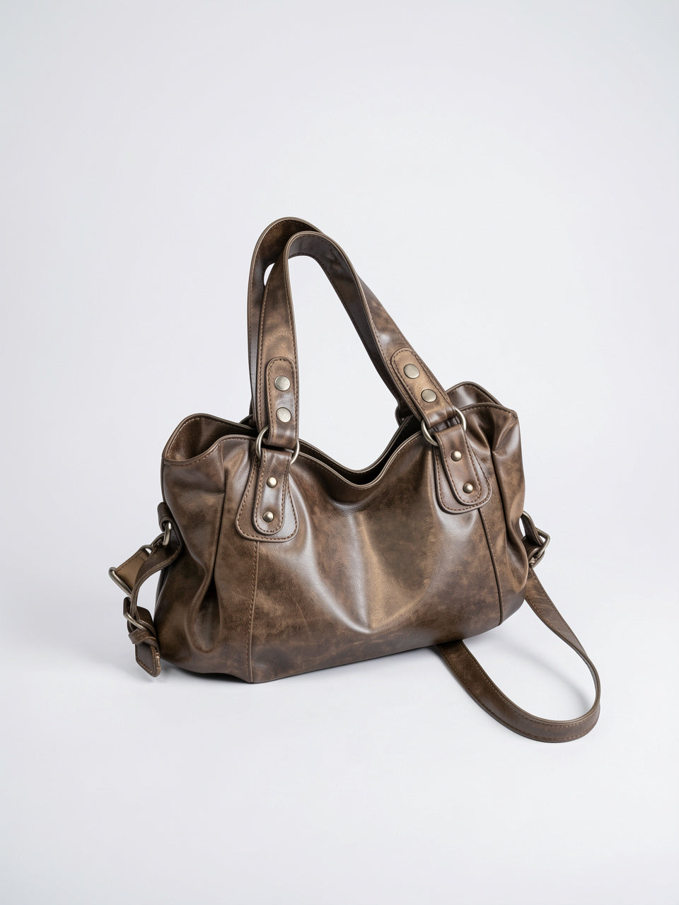 Léontine — Grand sac à main rétro souple de cours à bandoulière - 12