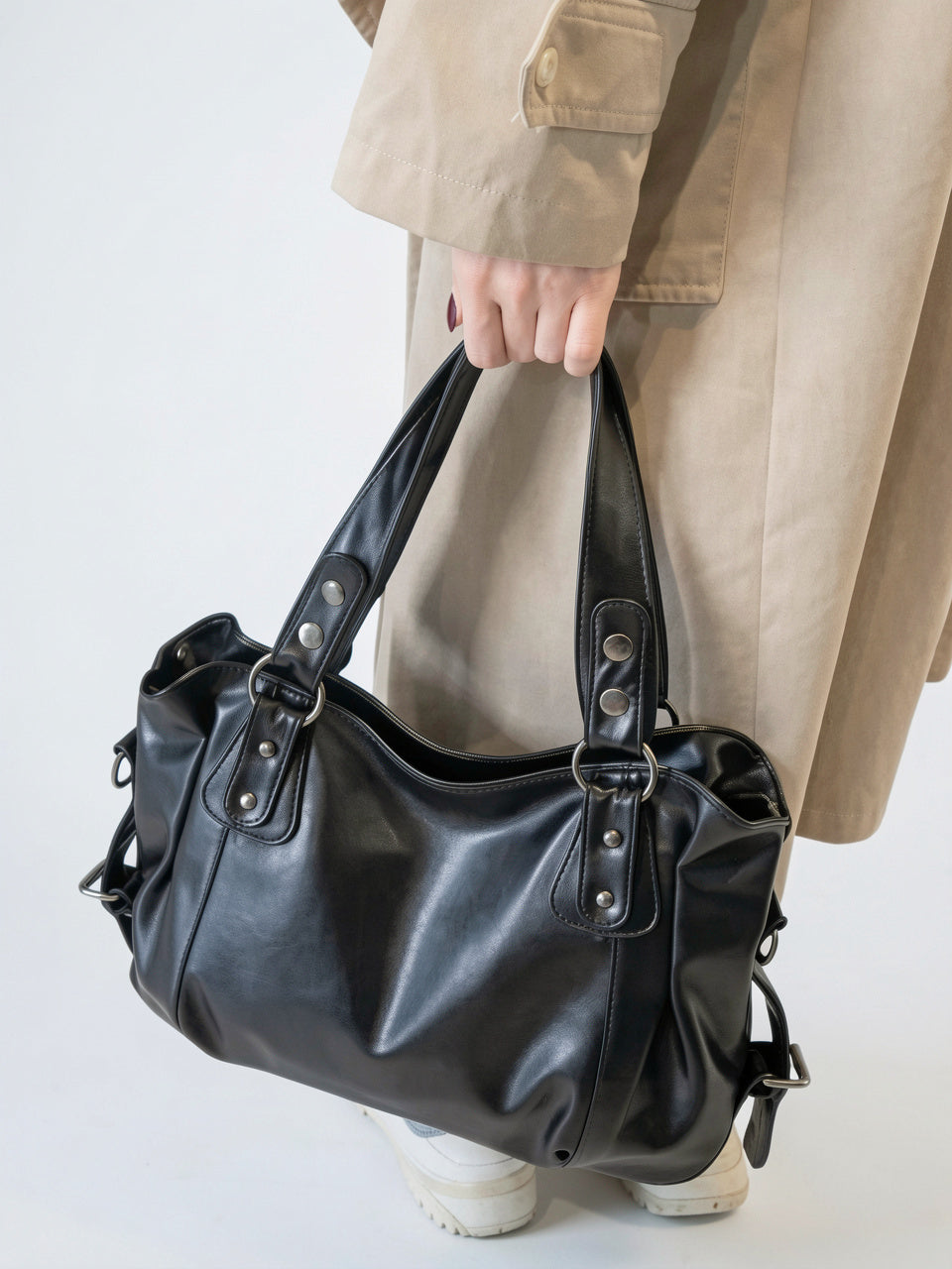 Léontine — Grand sac à main rétro souple de cours à bandoulière - 2