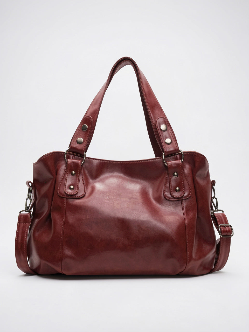 Léontine — Grand sac à main rétro souple de cours à bandoulière - Rouge