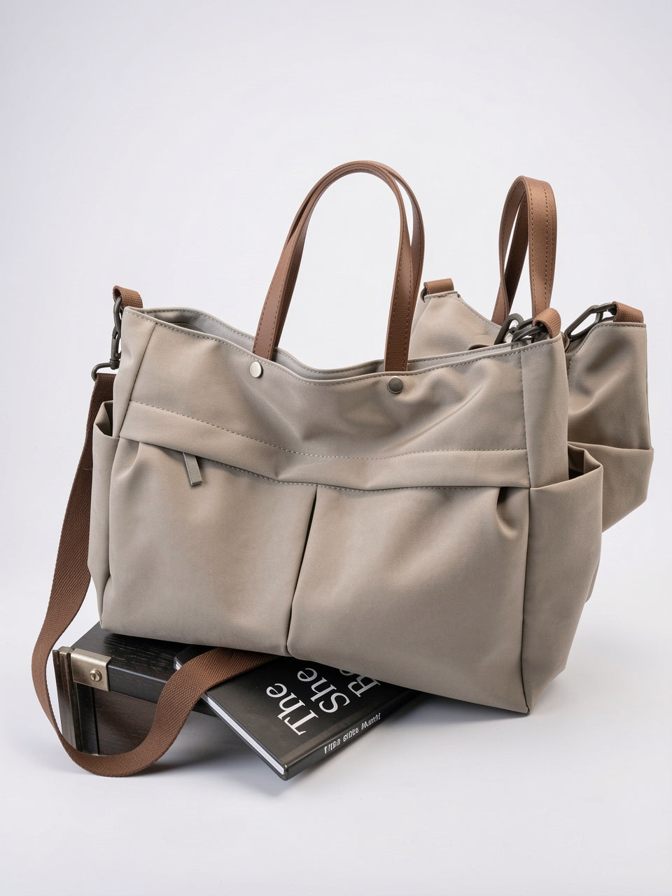 Livia — Grand cabas sac à main de cours à bandoulière multipoches en nylon - 15