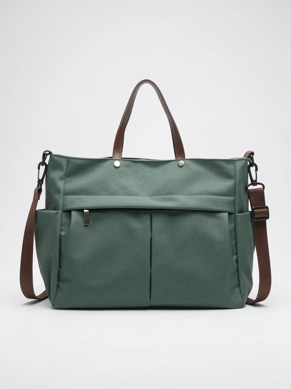 Livia — Grand cabas sac à main de cours à bandoulière multipoches en nylon - Vert