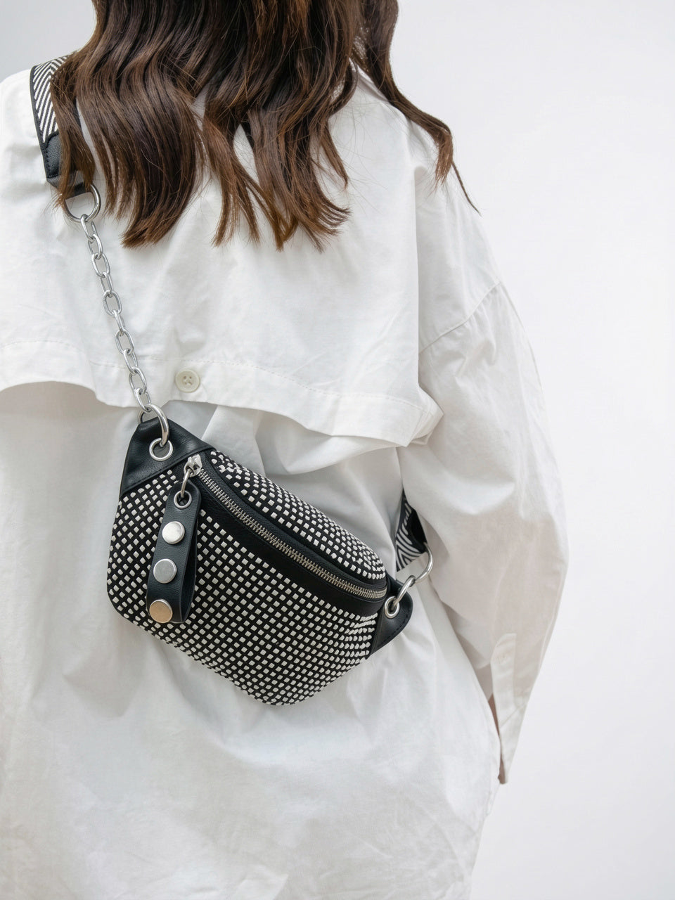 Luce — Sac banane à bandoulière noir avec strass - 5