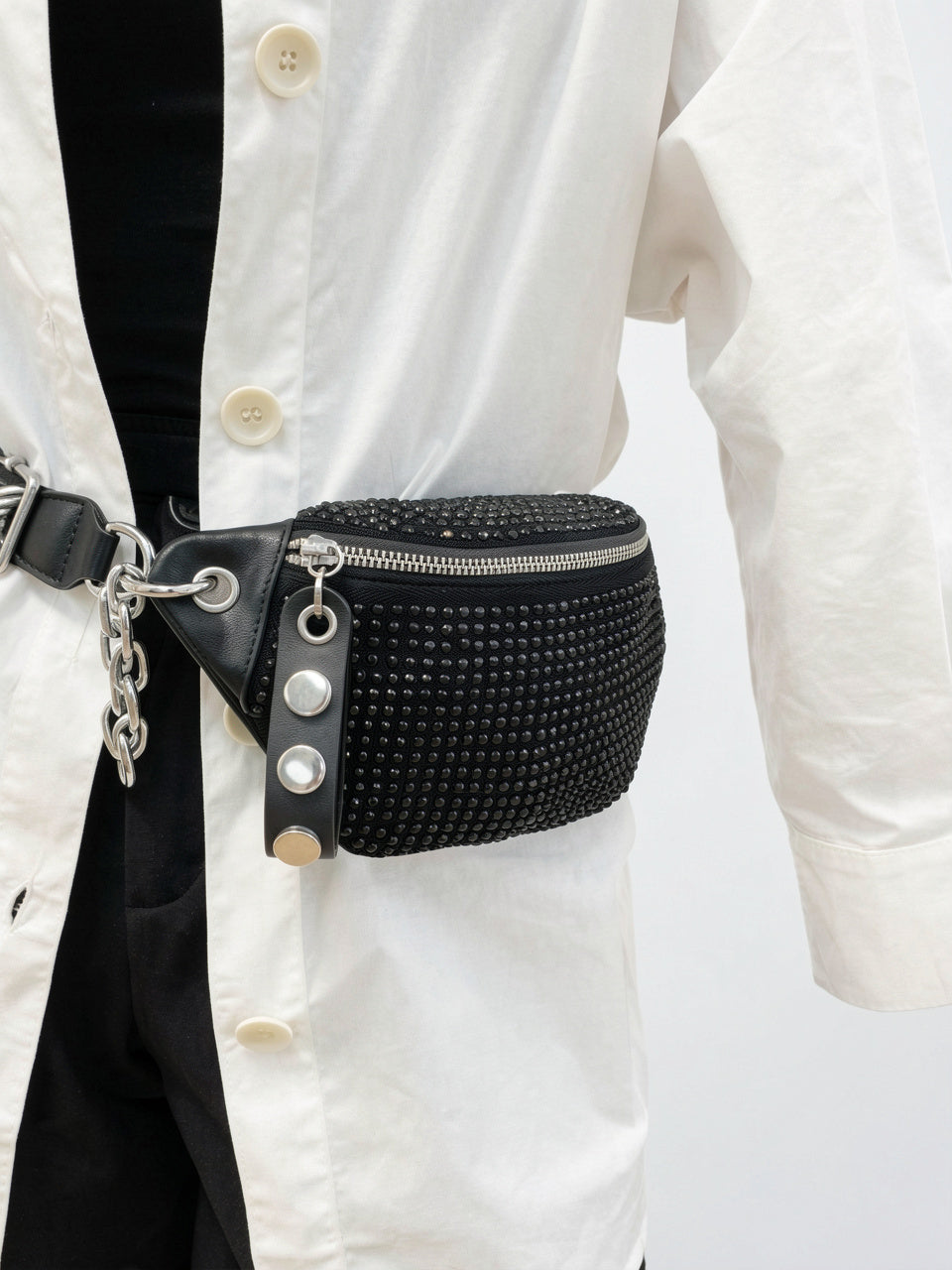 Luce — Sac banane à bandoulière noir avec strass - 8
