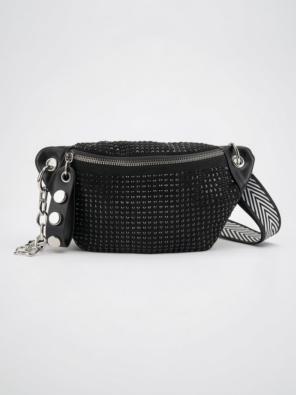 Luce — Sac banane à bandoulière noir avec strass - Noir