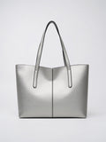 Lysianne — Sac Fourre Tout Cabas - Silver Cuir Vegan