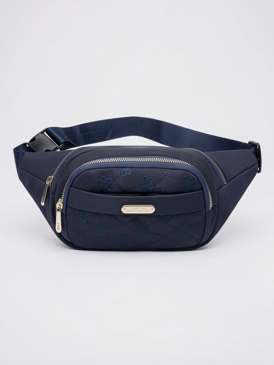 Lysithée — Sac banane tendance à motif floral tissu - Bleu marine