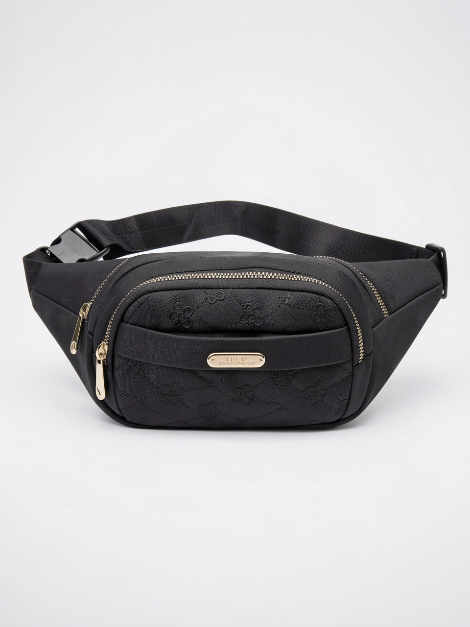 Lysithée — Sac banane tendance à motif floral tissu - Noir