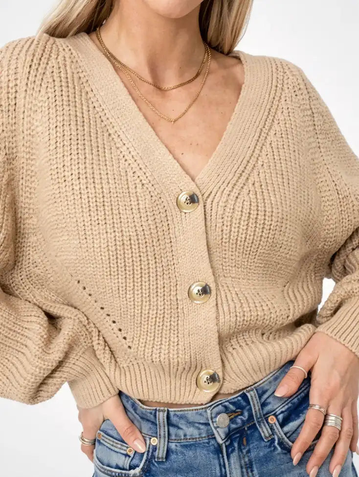 Cardigan Col V Manches Longues Tricot Femmes