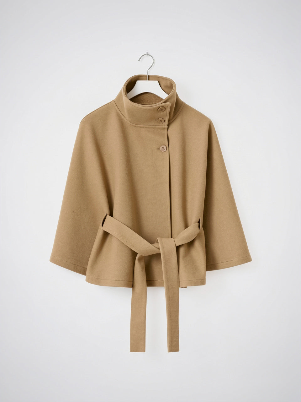 Manteau Cape Col Haut Femme Hiver Ceinturé Luxe - 7