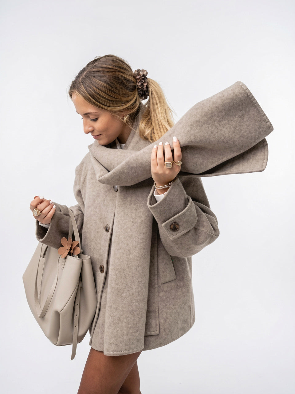 Manteau Femme Boutonné Oversize Col Poignets Boutonnés - 2