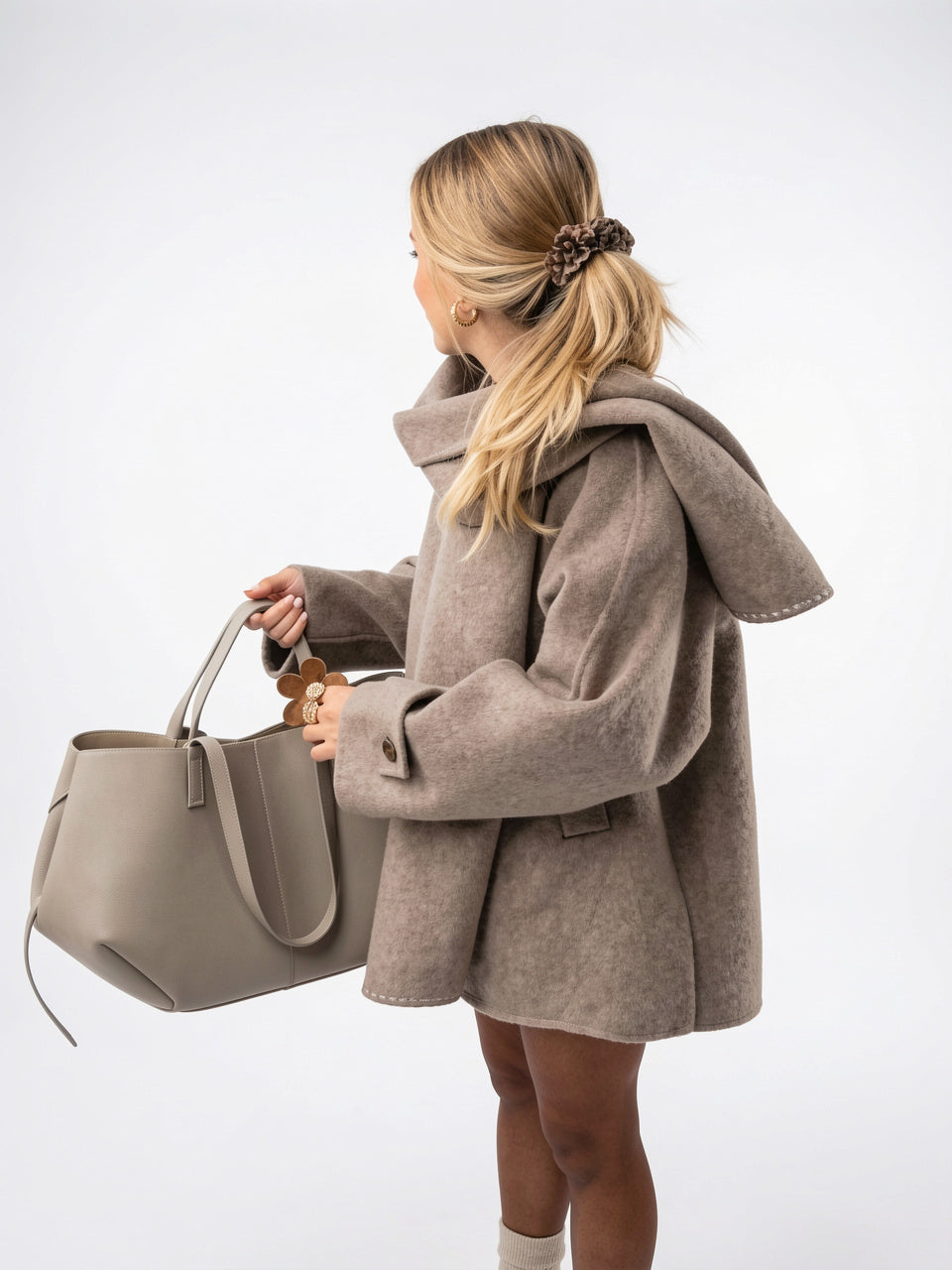Manteau Femme Boutonné Oversize Col Poignets Boutonnés - 3