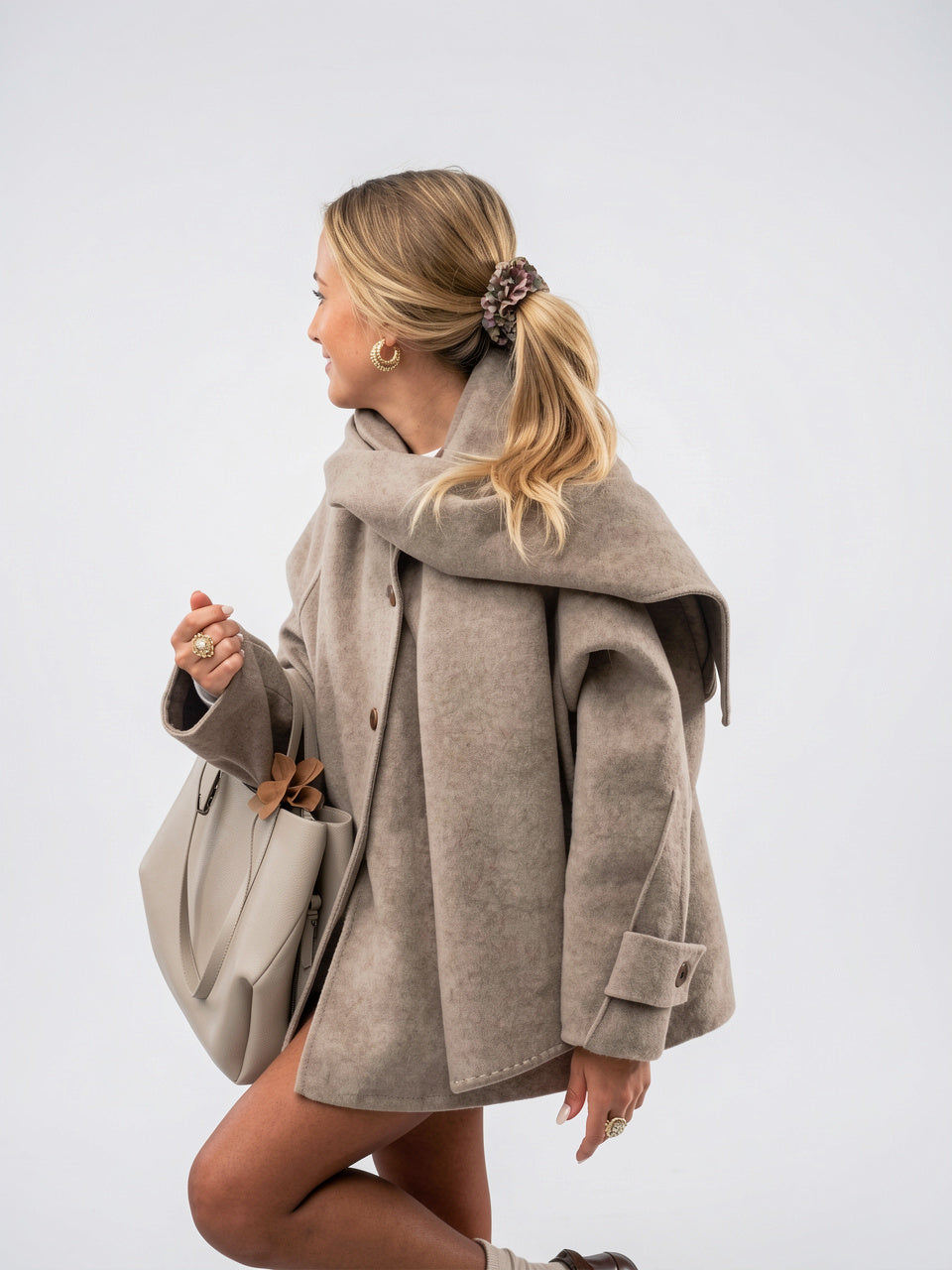Manteau Femme Boutonné Oversize Col Poignets Boutonnés - 5