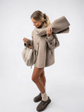 Manteau Femme Boutonné Oversize Col Poignets Boutonnés - Taupe S