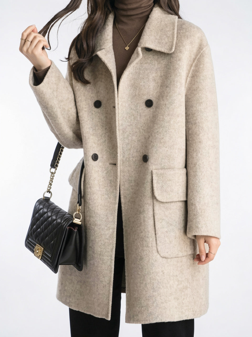 Manteau femme cintré mi-long coupe-vent boutonné polyester - 4